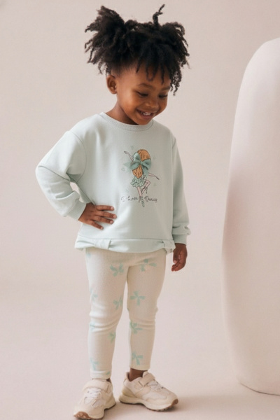 Minipodyum Girl's Printed Bow Detailed Tights Double Set