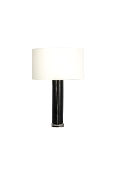 MOENAStudio Monterey Black Leather Lampshade – Modern Design Table Lamp with ...