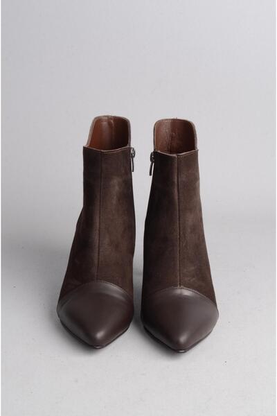 SEÇ KUNDURA SEÇ 1063 - Γυναικείες μπότες από γνήσιο δέρμα (Ύψος τακουνιού 7 cm, καφέ σουέντ)