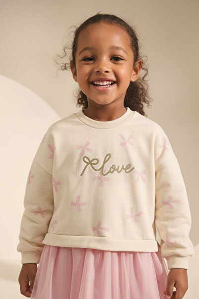 Minipodyum Kız Çocuk Pul Nakışlı Mevsimlik Uzun Kollu Tüllü Elbise