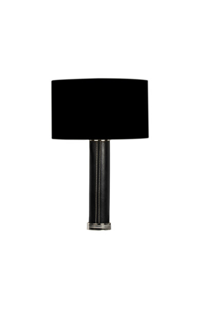MOENAStudio Monterey Black Leather Lampshade – Modern Design Table Lamp with ...