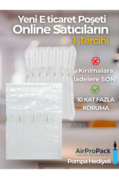 Airpropack 21x30 cm 100 adet Sütunlu Koruyucu Havalı Kargo Poşeti Airbag/Airbed/Şişirilebilir Ambalaj