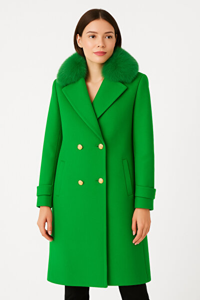 centilmen معطف من الفرو بياقة مفصلة