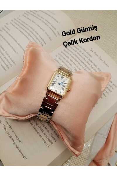 Juaste ساعة يد نسائية كلاسيكية بتصميم قديم بلون ذهبي وفضي