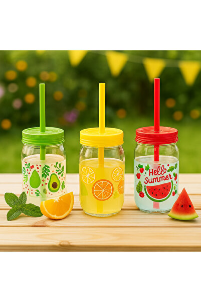 Qlüx طقم أكواب زجاجية مع شفاطة للأطفال مكون من 3 قطع