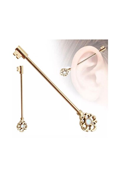 Bylin Cerrahi Çelik Antik Anahtar Köprü Piercing(Bar Kalınlık 1,6mm) - 1 Adet