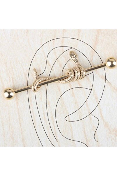 Bylin %100 316 L Cerrahi Çelik Yılanlı Köprü Piercing (Bar Kalınlık 1,2mm) - ...