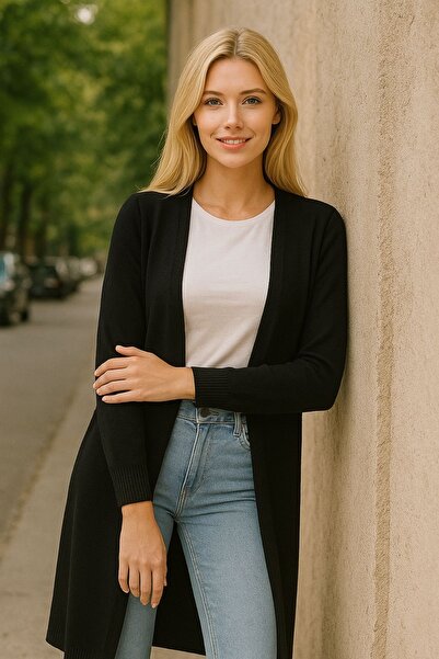 Devinka Kadın İnce Dokuma Mevsimlik Uzun Triko Hırka