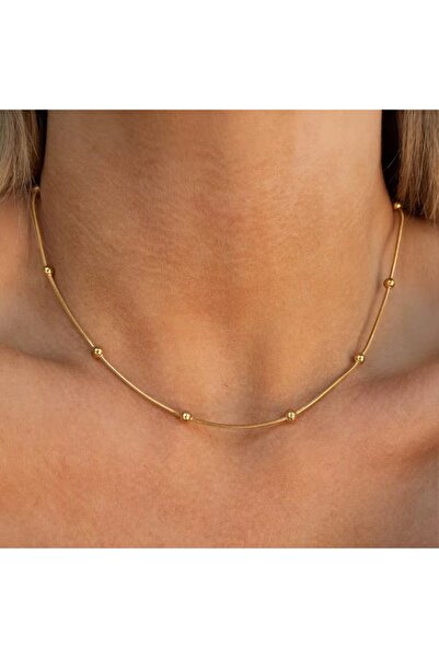 Siya Silver Kararmaz Çelik Dorika Toplu Zincir Kolye - Hediye Kutulu 45 Cm