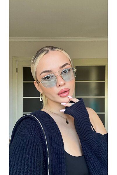 Angel Eyes Unisex Sunglasses - Rectangle Design, Gold Metal Frame and Yellow Glass Db1078/S