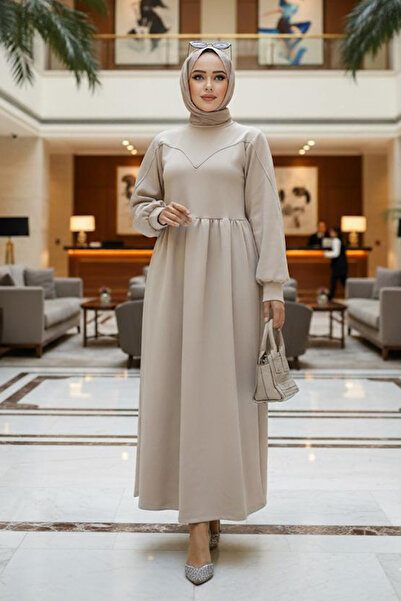 Neva Style Rochie Hijab Scuba Bej - 36902BEJ