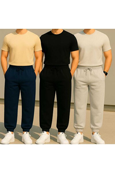 TREND ALİSSE Men's {3 Pcs} Navy Blue Grey Black Standard Fit Regular Cut Pock...