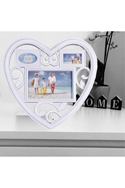 PUFO Decorative photo frame with 3 pictures, Pufo Heart model, 28 x 28 cm, white