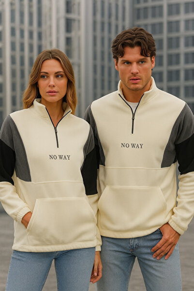 No Way Ανδρικό φούτερ με μισό φερμουάρ και τσέπη καγκουρό