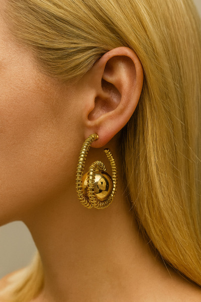 ÇAĞ MODA إكسسوار أقراط مطلية بالذهب