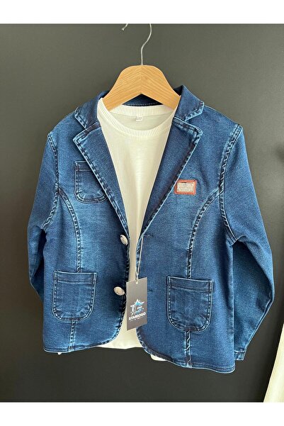 STAR GOGO KİDS Boys' Blazer Denim Jacket (It Is a Thin Lycra Denim Fabric.)