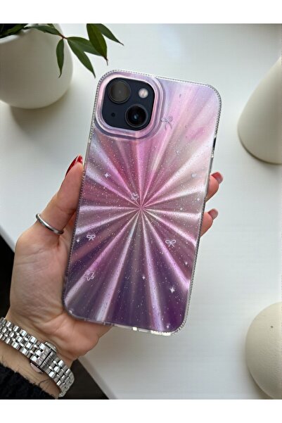 KVK PRİVACY Apple iPhone 15 Uyumlu – Çok Renkli Yıldız Patlaması Desenli Parl...