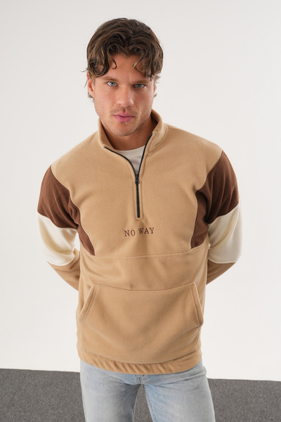 No Way Ανδρικό φούτερ με μισό φερμουάρ και τσέπη καγκουρό