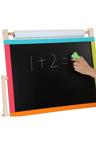 OEM Premium 🌳 Jucărie Educațională 2-în-1 din Lemn 🌟 Tablă Magnetică & cu Cretă 🧲🖍 + Abac & Ceas ⏰