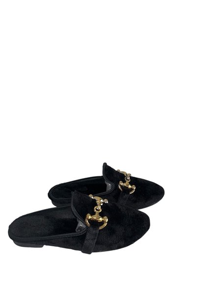 asyaline Asya Black New Mold H Gold Buckle Inside-Out Slippers