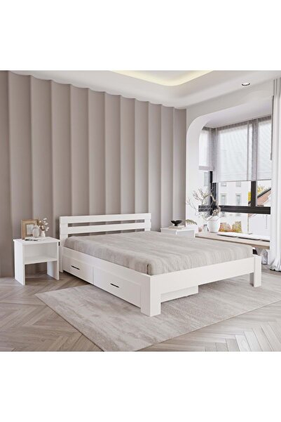 RENAZZO 2 Çekmeceli Letto Mdf Karyola | Tek Ve Çift Kişilik Yatak Uyumlu, Kol...
