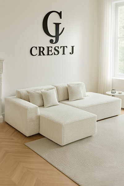 Crestj Comfortable Relaxing Sofa with Elegant L-Shaped Design - Off-White