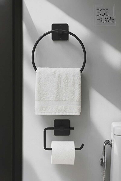 Home Siyah Yapışkanlı Yuvarlak Havluluk Açık Tuvalet Kağıtlık  2 Li Set