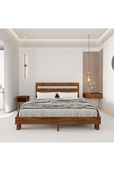 RENAZZO Natura New Model Ceviz Renk Çam Ahşap Karyola