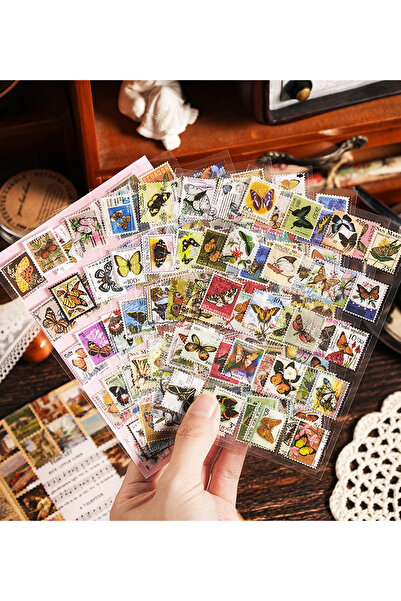 hediyeofisi 8' Butterfly Vintage Themed Sticker Set Bullet Journal Agenda Notebook Sticker