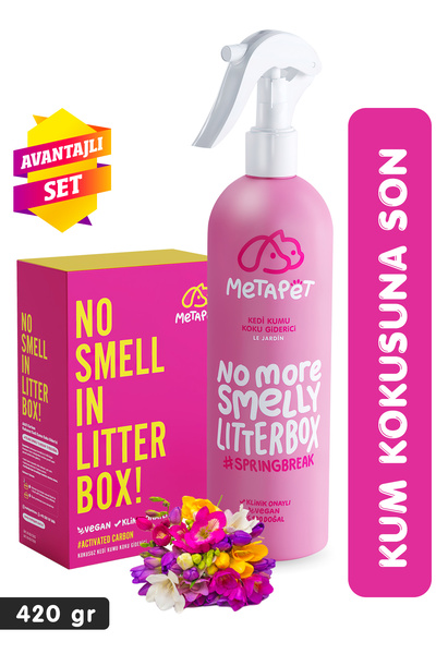 Metapet Kedi Kumu Koku Giderici Set, Kokusuz Kedi Kumu Için Aktif Karbon (420...