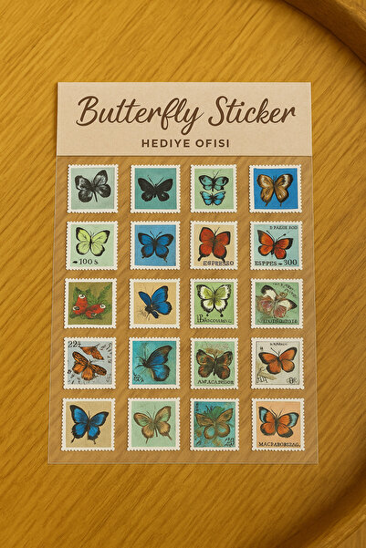 hediyeofisi 8' Butterfly Vintage Themed Sticker Set Bullet Journal Agenda Notebook Sticker