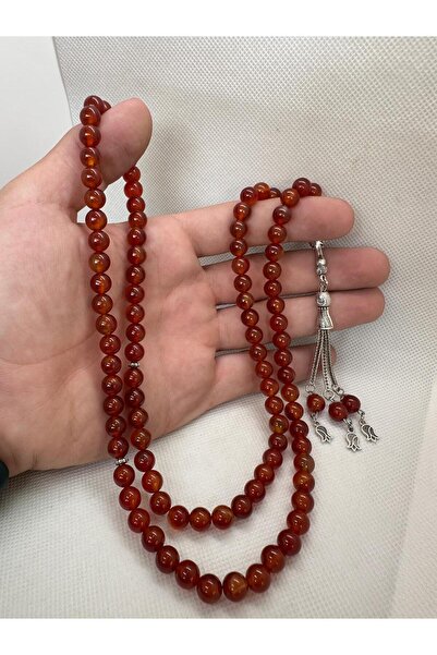 grsoyuncak Doğaltaş Kırmızı Akik Taşı 99'luk 8mm Namaz Tesbihi