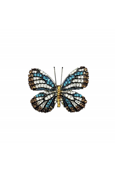 PUFO Elegant women's brooch in the shape of a butterfly with colorful pebbles, Royal butterfly