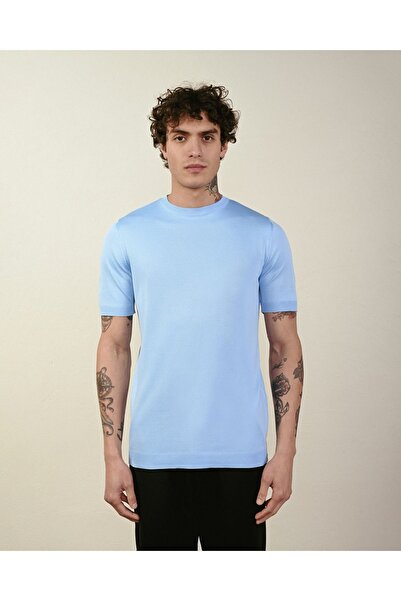 İLKCET MODA Мъжка плетена тениска Slim Fit Basic