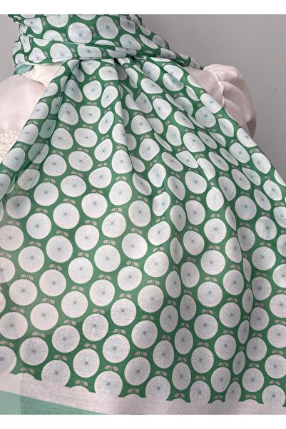 ESSLERA Πράσινο μαλακό σάλι με floral σχέδιο