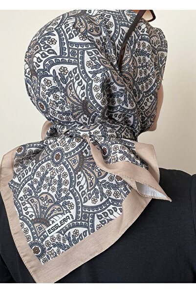 ESSLERA Μαλακό μπεζ κασκόλ με έθνικ σχέδια