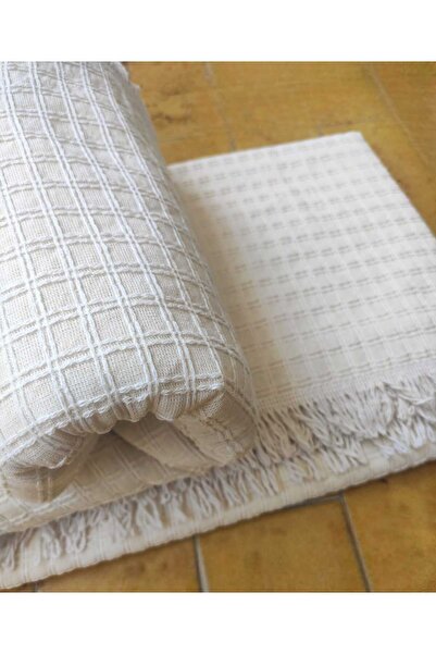 denizli hatırası %100 Pamuklu Buldan Işi Naturel Renk Çekyat Örtüsü 180x300 cm