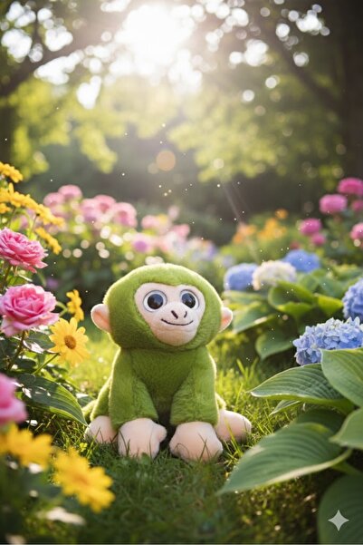 Pufline Sevimli Maymun Peluş Oyuncak Anahtarlık Ve Çanta Süsü (Kuyruk Dahil 15 cm)