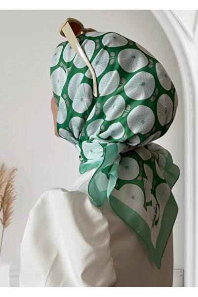 ESSLERA ريترو بلوم منقوشة وشاح أخضر ناعم