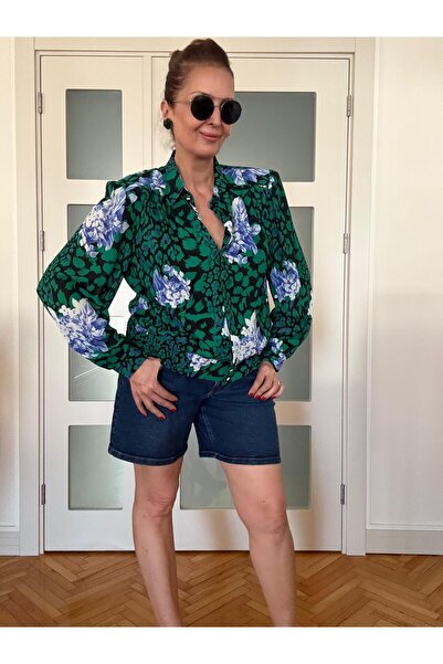 Retrokare Çiçekli Oversize gömlek/bluz