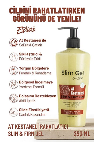 SLİM GEL AT KESTANELİ Sıkılaştırıcı–Selülit Karşıtı–İncelmeye Destek Rahatlat...