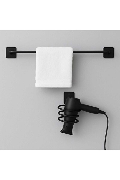 EGE HOME STORE Yapışkanlı siyah fön makinası askısı uzun havluluk uzun havlu ...