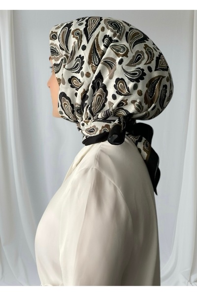 ESSLERA Μαύρο βαμβακερό μαντίλι με μαλακό σχέδιο