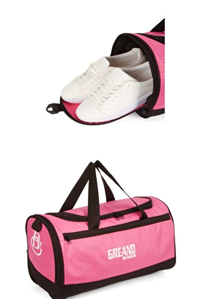 GreandBags Unisex Pink Sports Bag with Shoe Compartment Gym Fitness Bag Travel Bag