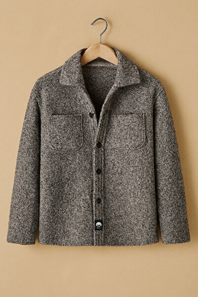 OTAKU Unisex Gray Plush Fleece Cardigan