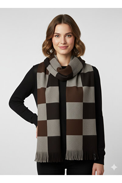 ARMİZA Checkered Patterned Soft Textured Acrylic Winter Scarf.