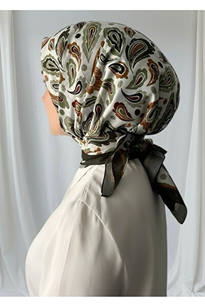 ESSLERA Πράσινο βαμβακερό μαλακό κασκόλ με σχέδιο