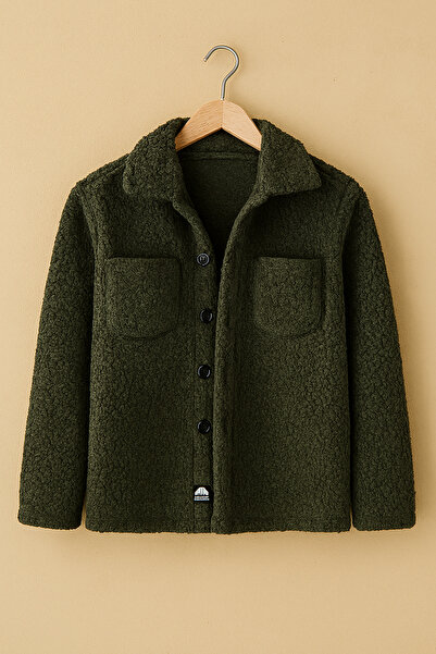 OTAKU Unisex Khaki Plush Fleece Cardigan