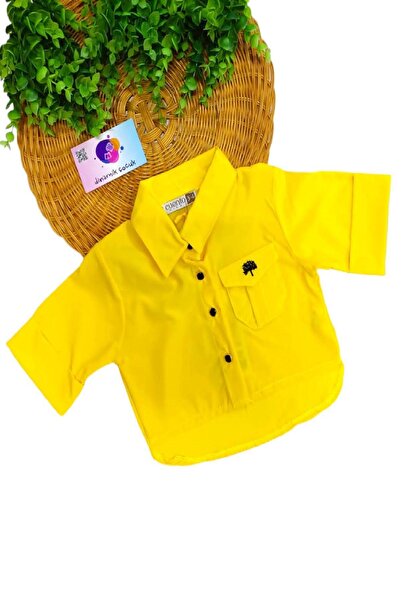 dinamik çocuk Дівчача сорочка з кишенями та вишивкою у вигляді дерев