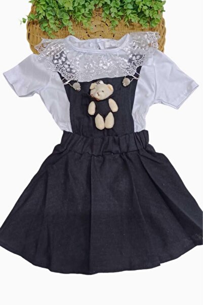 dinamik çocuk Дантелена ленена рокля с жилетка за момиче Комплект от 2 части - регулируеми тиранти и празнични